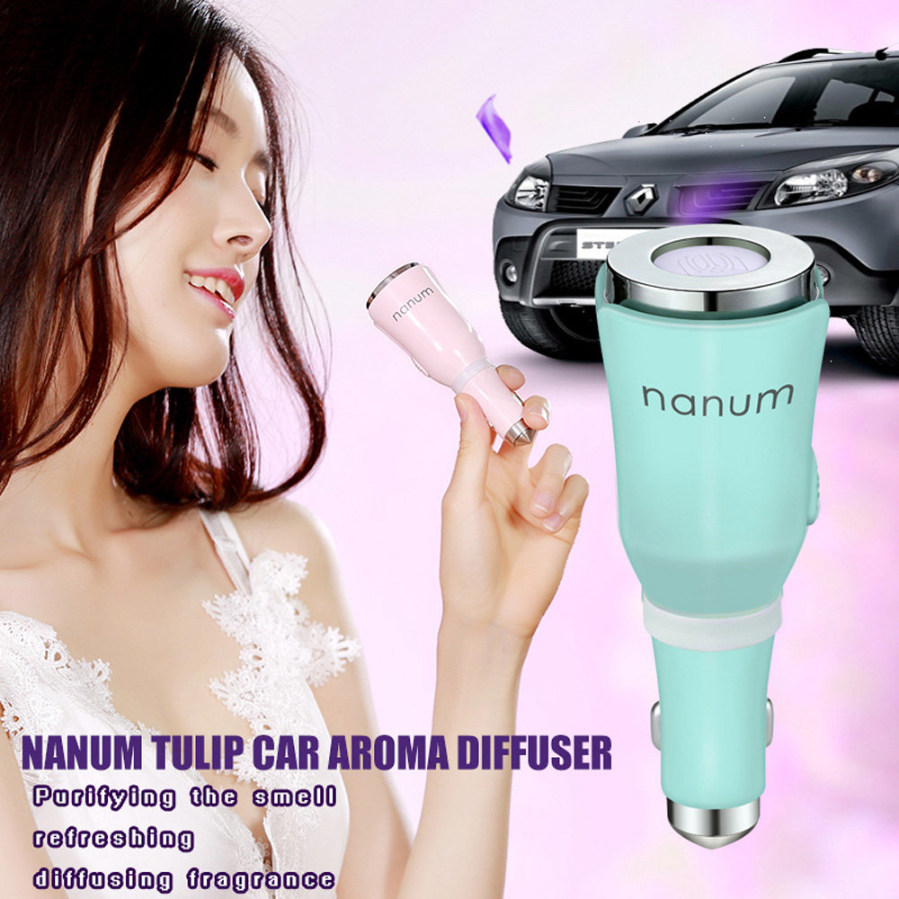 Nanum KXQ03 Car Aroma Air Purifier USB Mini Portable Aroma Diffuser With Safety Hammer - White