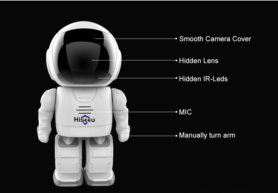 Hiseeu FM3 WiFi 960P Robot IP Camera 1.3MP Night Vision Two-way Audio Onvif Motion Detection Security Camera -White