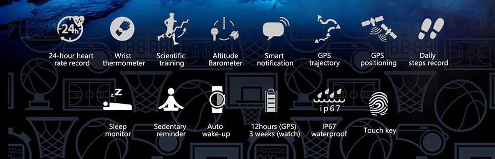 NO.1 F5 Smart Watch Nordic NRF52832QFAA Health Tracker GPS IP67 Water Resistant Heart Rate Detection Bluetooth 4.2 - Black Grey