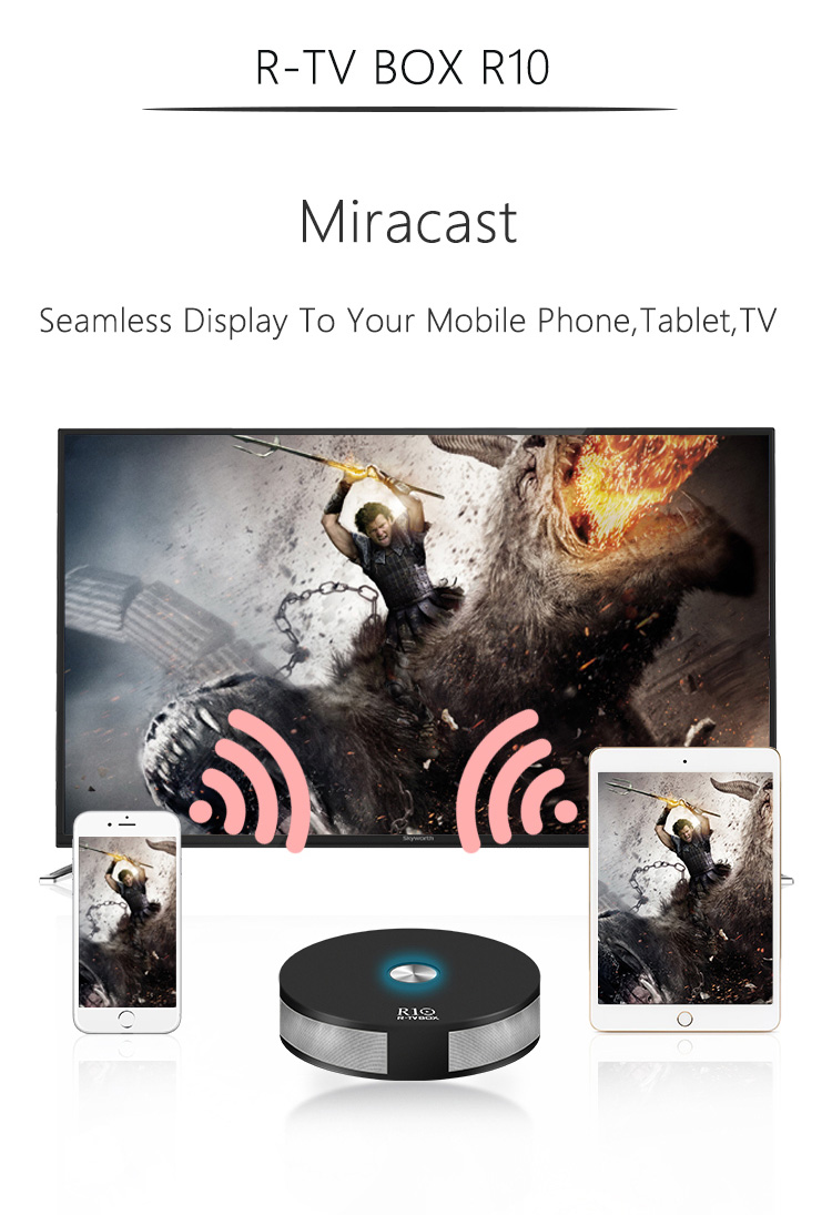 R-TV BOX R10 Android 7.1.2 4GB/64GB KODI 17.4 RK3328 4K TV BOX 802.11AC WIFI 1000M LAN VP9 HDMI Bluetooth USB3.0 - Black
