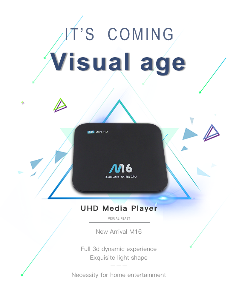 M16 Android 7.1 Amlogic S905X KODI 17.4 2GB/8GB 4K TV BOX WIFI LAN VP9 H.265 HDMI - Black