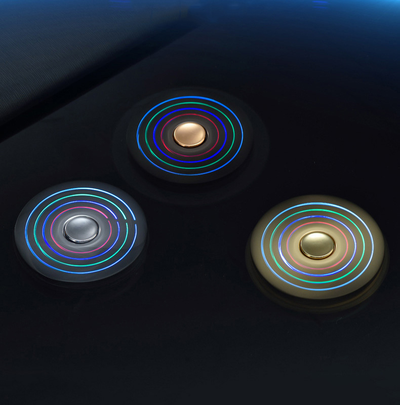 LED Fidget Spinner Cigarette Lighter Zinc Alloy USB Charge Stress Relief Focus Toy - Black