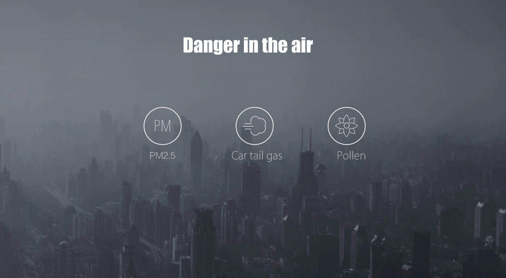Xiaomi DD11V Cycling Face Mask Filter PM2.5 Respirator Car Exhaust Disposable Anti-haze Anti-pollution - White