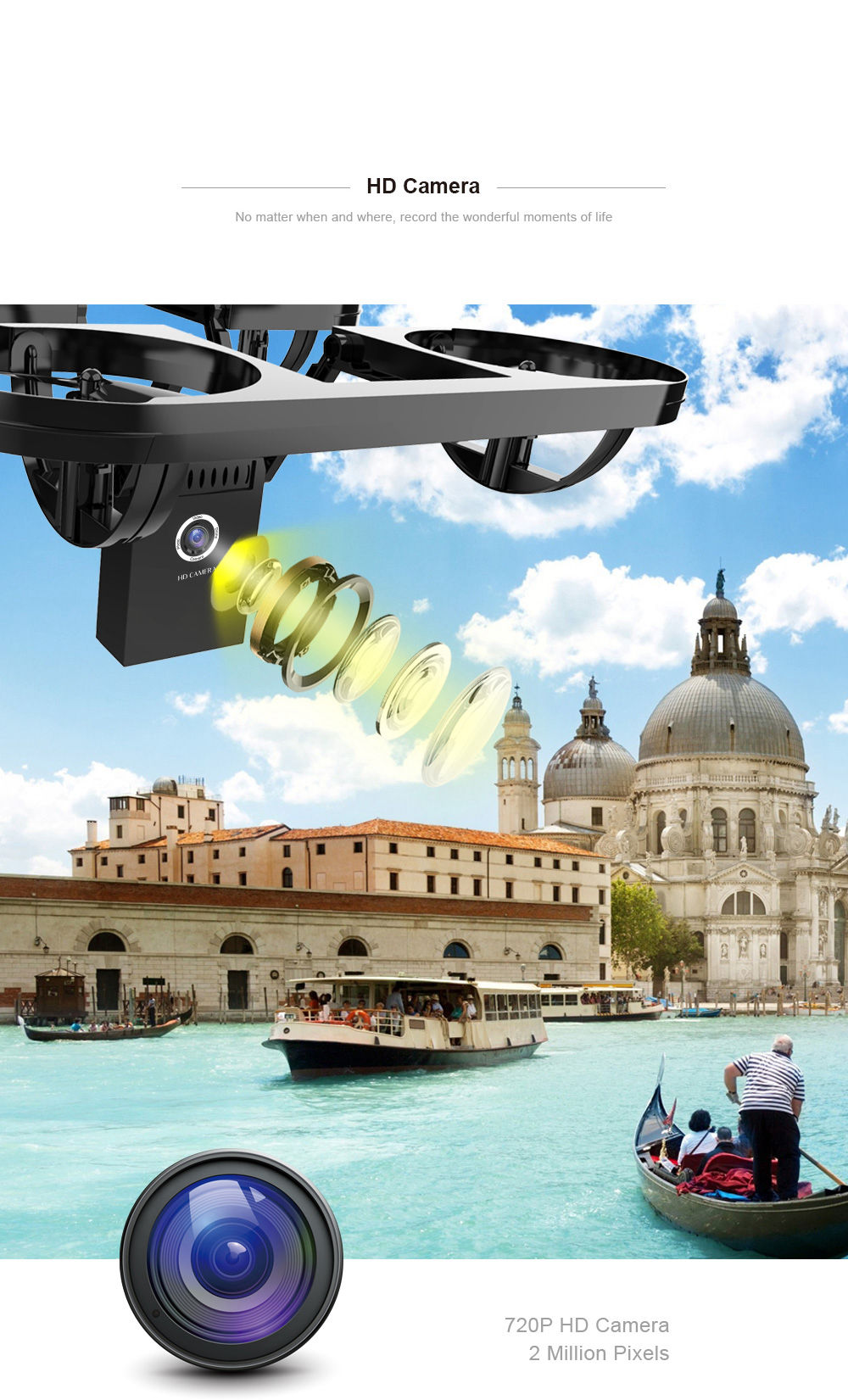 TYRC TY6 WIFI FPV Foldable Drone with 720P HD Camera Altitude Hold Mode RC Quadcopter BNF - Black