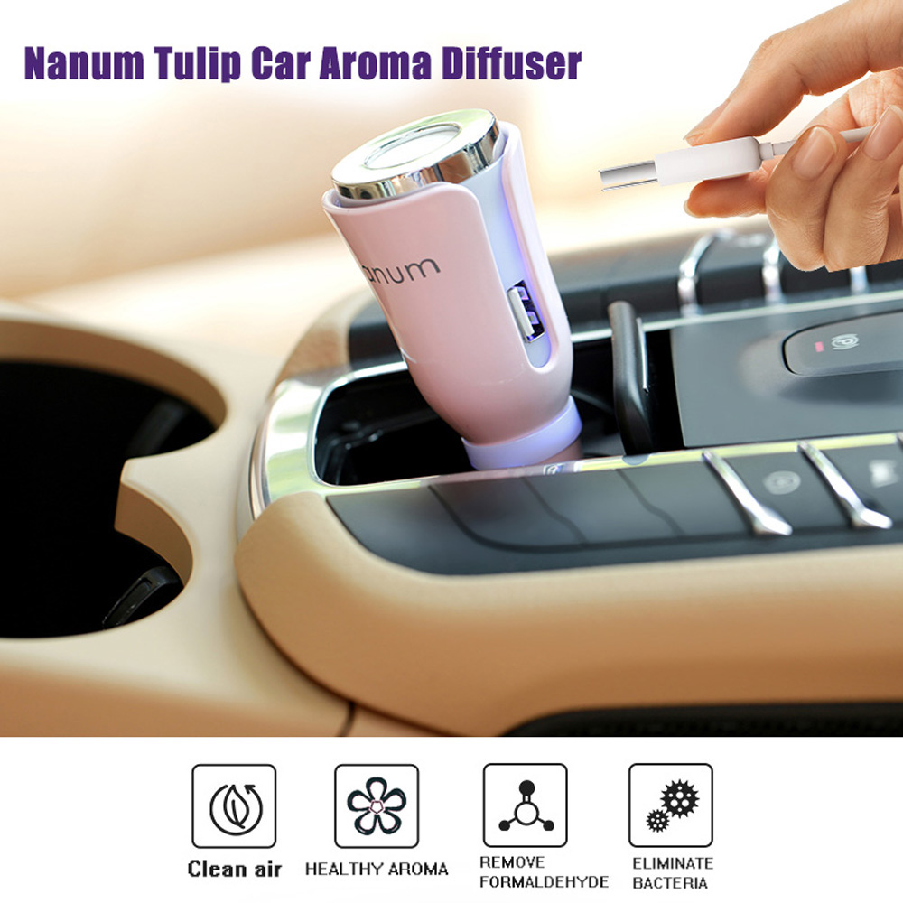 Nanum KXQ03 Car Aroma Air Purifier USB Mini Portable Aroma Diffuser With Safety Hammer - White