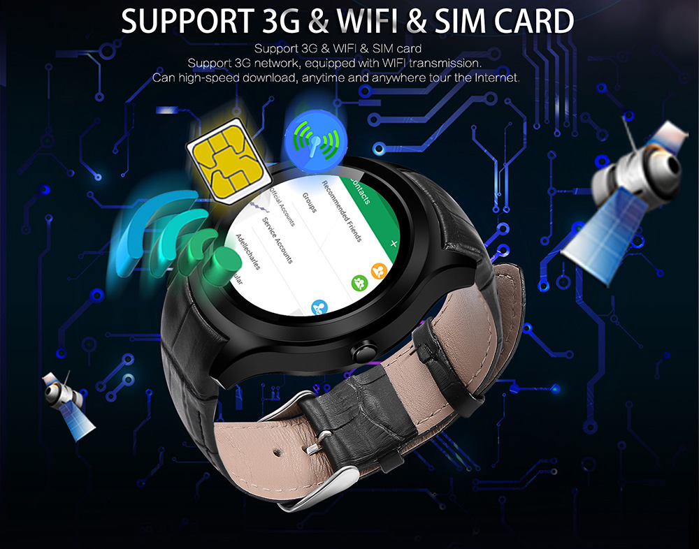 NO.1 D5 PRO 3G Smartwatch Phone Android 5.1 MTK6580 Quad Core 1GHz 1GB RAM 16GB ROM GPS Bluetooth 4.0 - Silver
