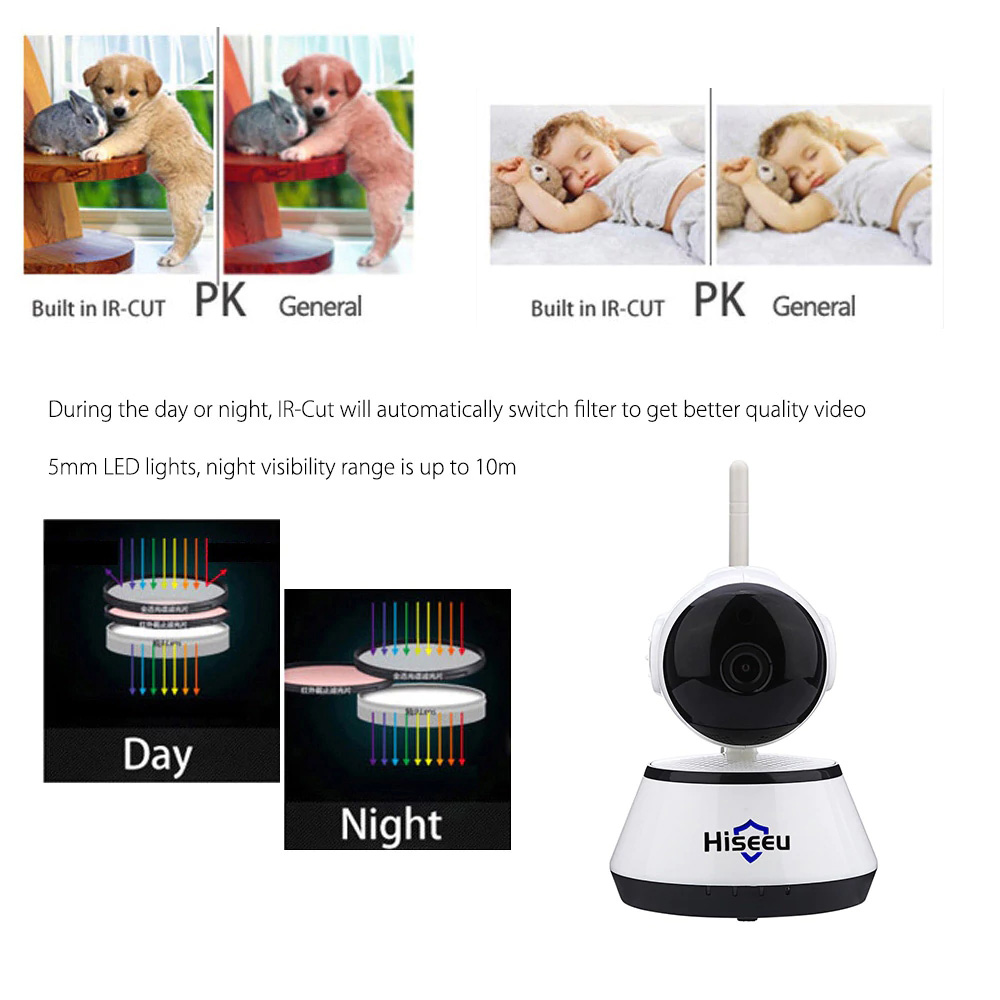 Hiseeu FH2A WiFi 720P IP Camera CMOS Built-in IR-Cut Rotary Head Bullet Two-way Audio Motion Detection Night Vision -White