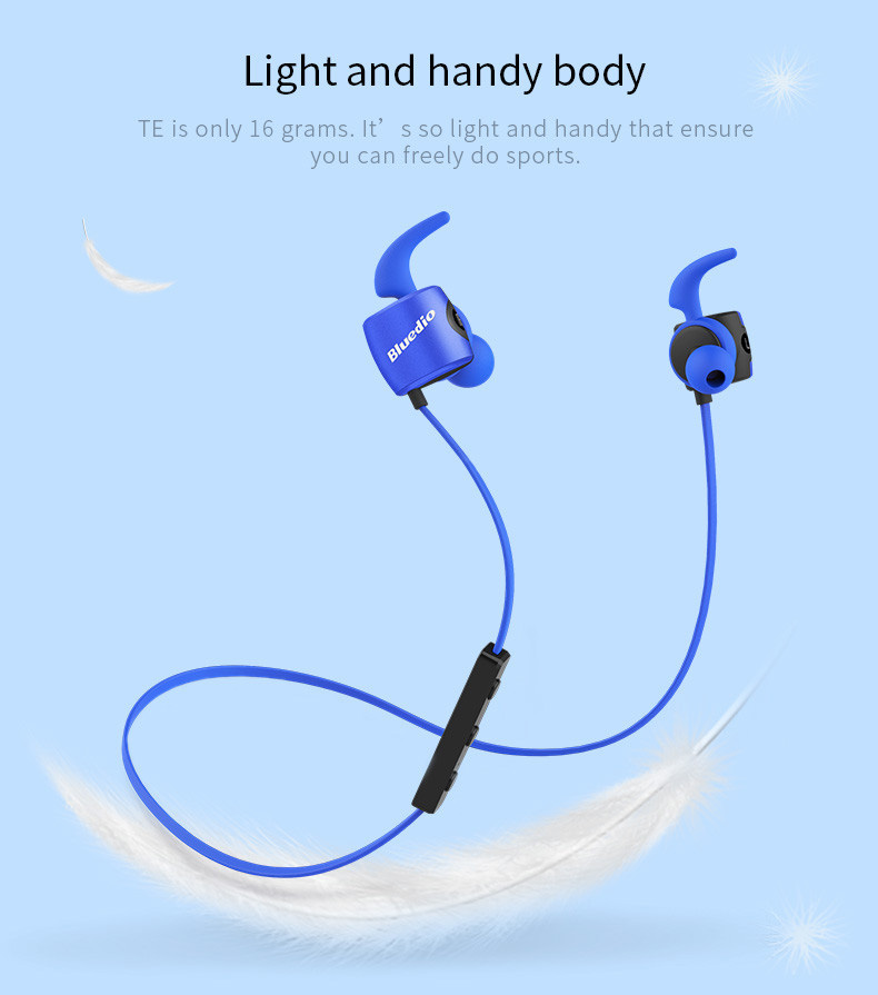 Bluedio TE Wireless Bluetooth Sport Headphones with Mic Double-cavity Sweatproof - Black