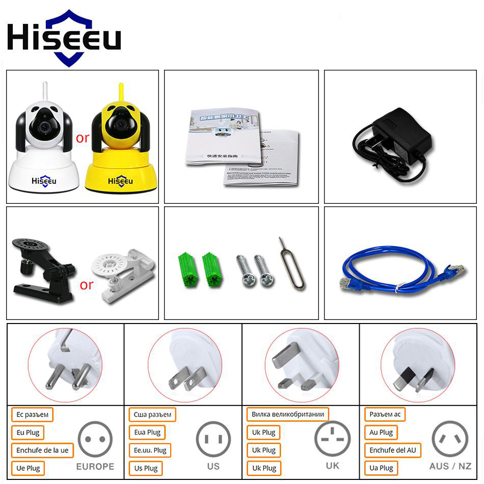 Hiseeu FH4 720P WiFi IP Camera IR-cut CMOS Night Vision Two-way Audio Motion Detection Security Camera -White