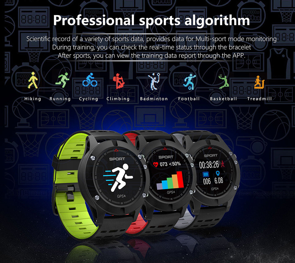 NO.1 F5 Smart Watch Nordic NRF52832QFAA Health Tracker GPS IP67 Water Resistant Heart Rate Detection Bluetooth 4.2 - Black+Green
