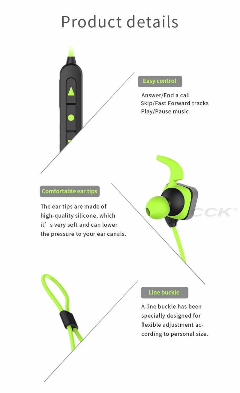 CCK KS Plus Wireless Bluetooth Sports Headphones with Mic - Red