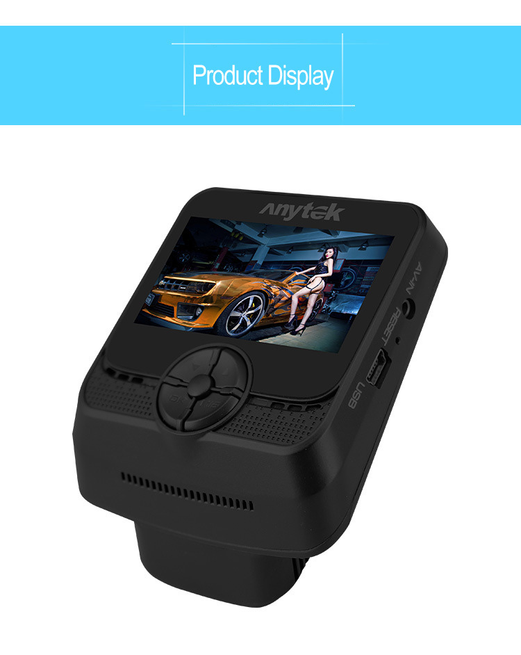 Anytek A50 NT96658 SONY IMX323 2.45 Inch LCD Dash Camera 1080P WiFi 170 Degrees Wide Angle Night Vision Car DVR - Black