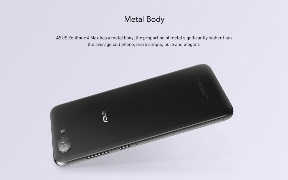 ASUS ZenFone 4 Max ZC550TL 5.5 Inch Smartphone 5000mAh 13.0MP + 8.0MP Dual Rear Camera 3GB 32GB MT6750 Octa Core Android 7.0 Touch ID Metal Body VoLTE - Black