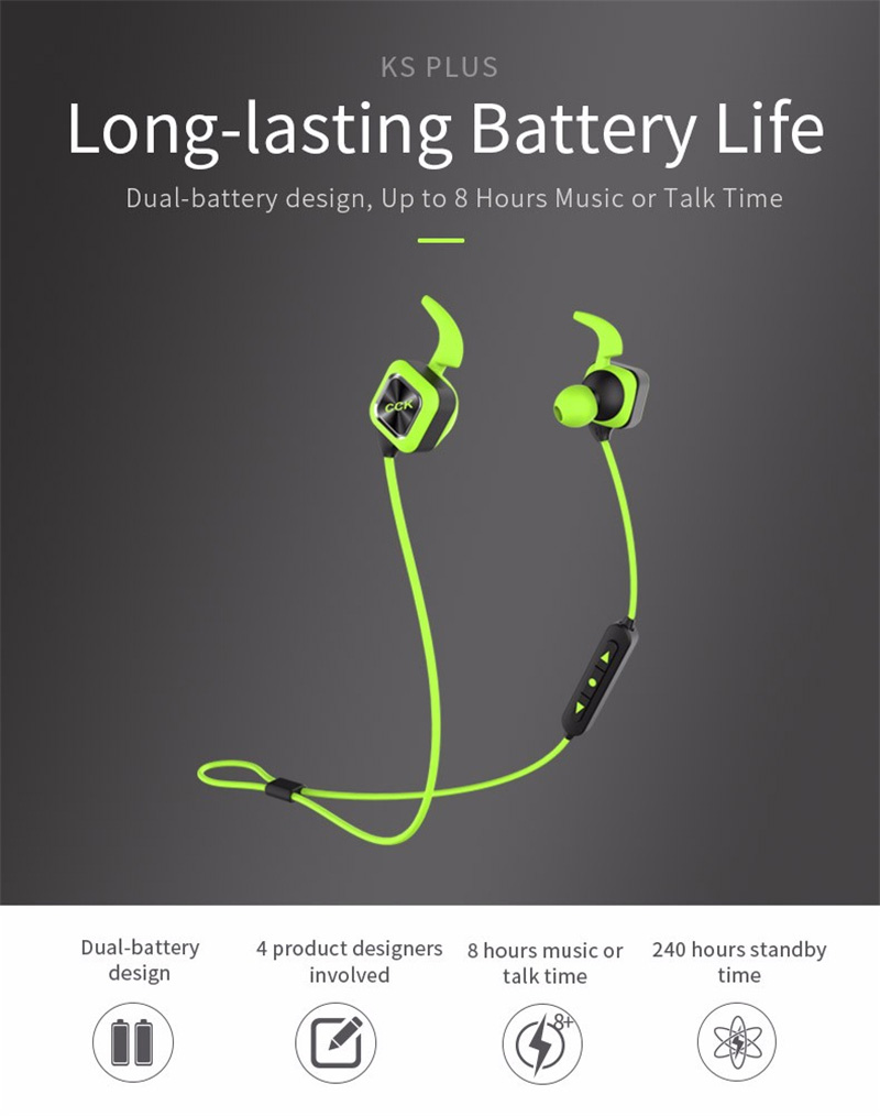 CCK KS Plus Wireless Bluetooth Sports Headphones with Mic - Red