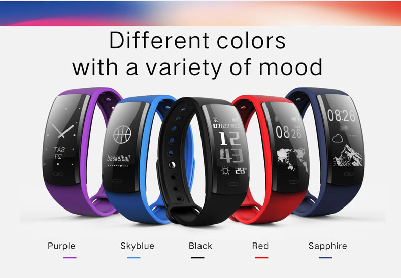 QS 90 Smartband Nordic 52832 Heart Rate Monitor Multi-language Calorie Calculation 0.96' HD OLED Bluetooth 4.0 - Black