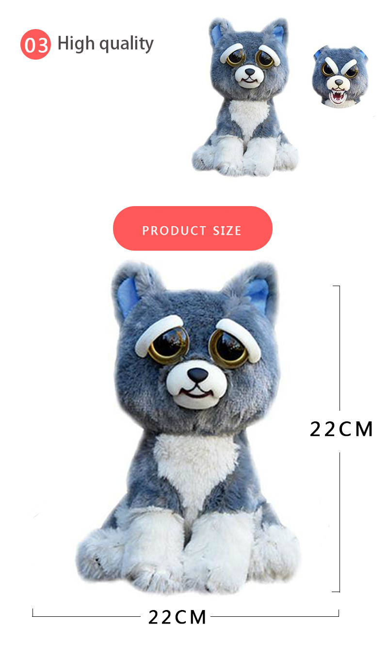 Change Face Plush Toys with Funny Expression Christmas Gift - Dog