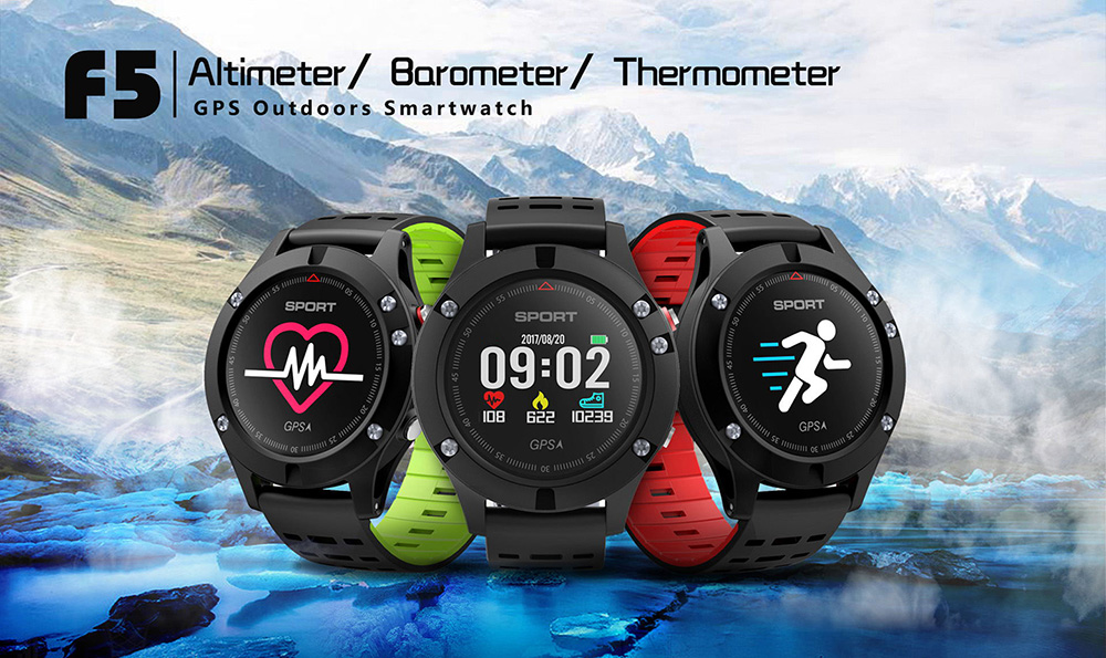 NO.1 F5 Smart Watch Nordic NRF52832QFAA Health Tracker GPS IP67 Water Resistant Heart Rate Detection Bluetooth 4.2 - Black+Green