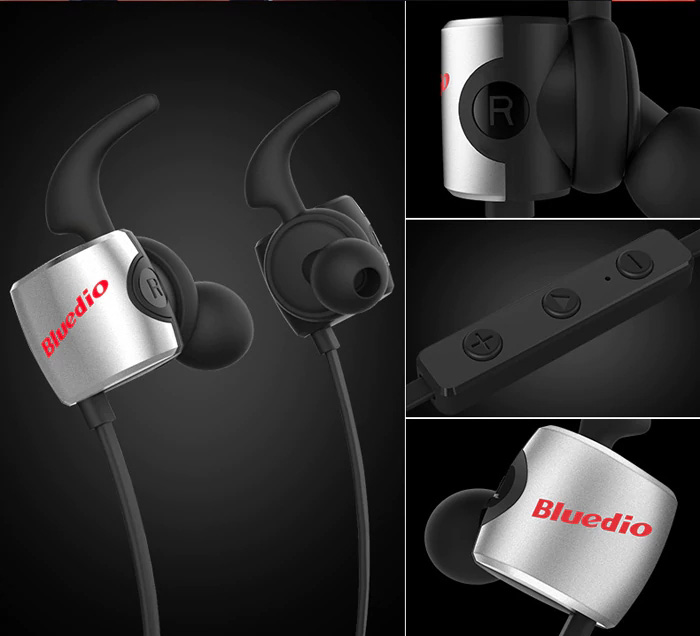 Bluedio TE Wireless Bluetooth Sport Headphones with Mic Double-cavity Sweatproof - Red