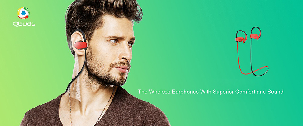 Qbuds SH810 In-ear Bluetooth Sports Earbuds HiFi CVC 6.0 Noise Cancelling - Red