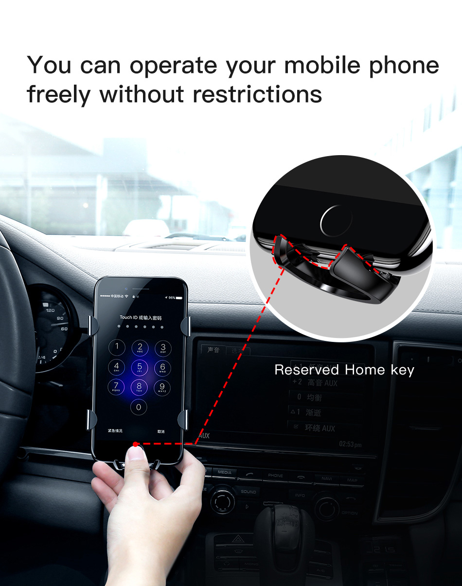 Baseus Gravity Car Phone Holder Bracket Car Air Vent Mount Holder - Silver