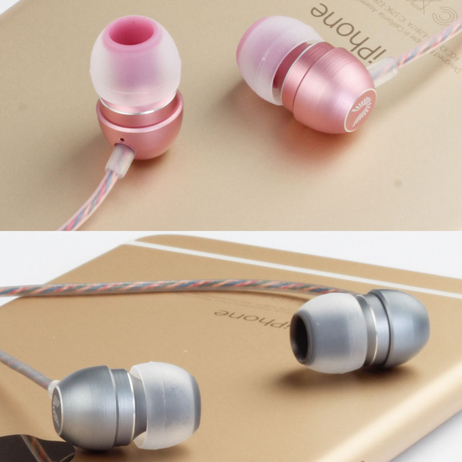 UIISII HM7 In-ear Metal Earphones with Mic Stereo Bass 3.5mm Jack - Pink