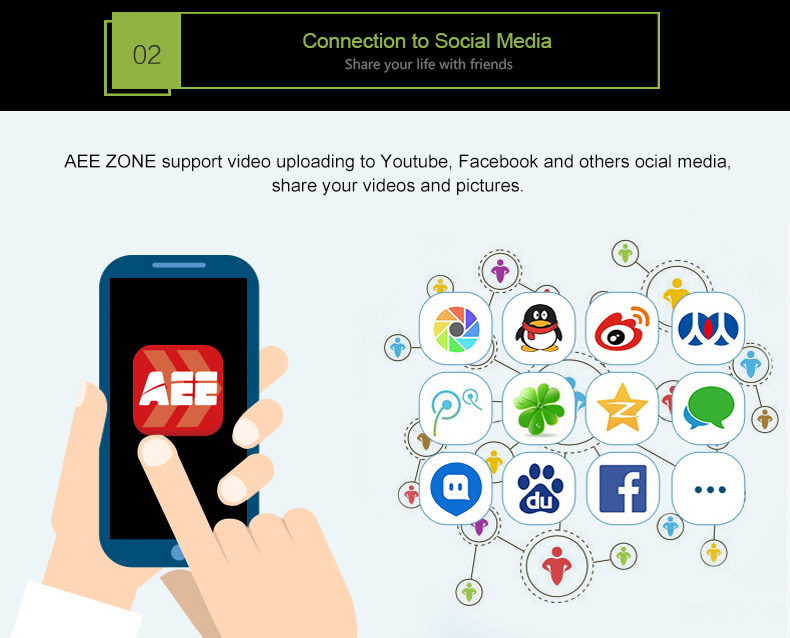 AEE LYFE SHADOW Ambarella A12 Sony IMX078 Diving Action Camera 4K 30FPS WiFi 140 Degree Wide Angle 1050mAh - Black