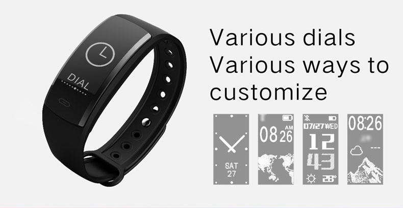 QS 90 Smartband Nordic 52832 Heart Rate Monitor Multi-language Calorie Calculation 0.96' HD OLED Bluetooth 4.0 - Black