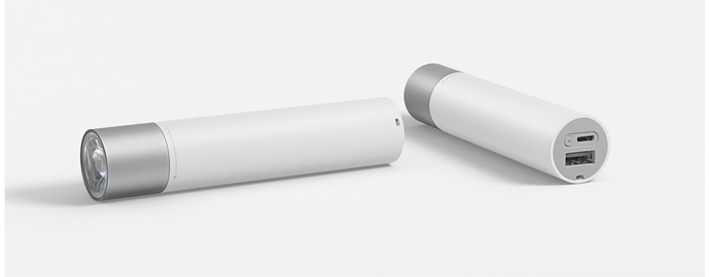 Xiaomi Portable Flashlight 11 Adjustable Luminance With Rotatable Lamp Head 3350mAh Lithium Battery USB Charging Port - White + Silver