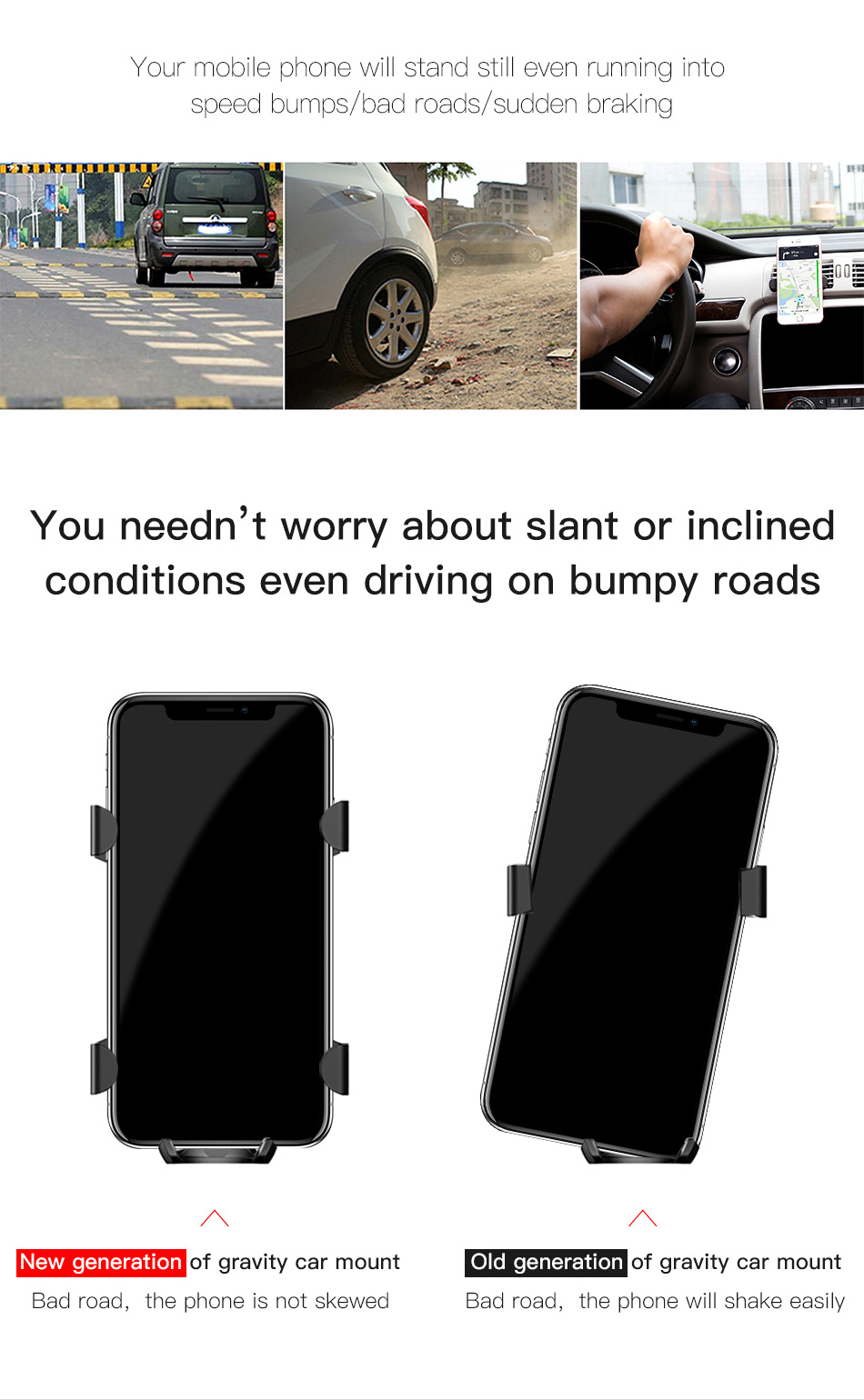 Baseus Gravity Car Phone Holder Bracket Car Air Vent Mount Holder - Black