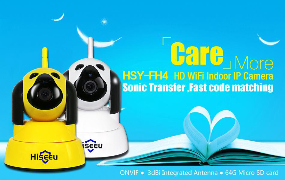 Hiseeu FH4 720P WiFi IP Camera IR-cut CMOS Night Vision Two-way Audio Motion Detection Security Camera -White