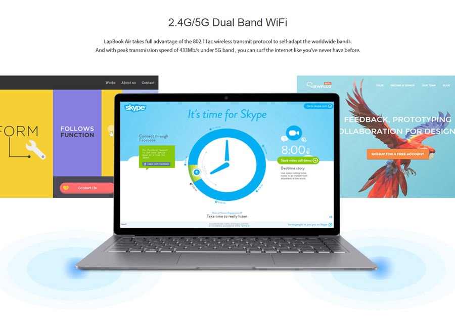 Chuwi Lapbook Air 14.1" Notebook Intel Celeron N3450 2.2GHz Quad Core 8GB 128GB N3450 Silver Windows 10 Home - Silver