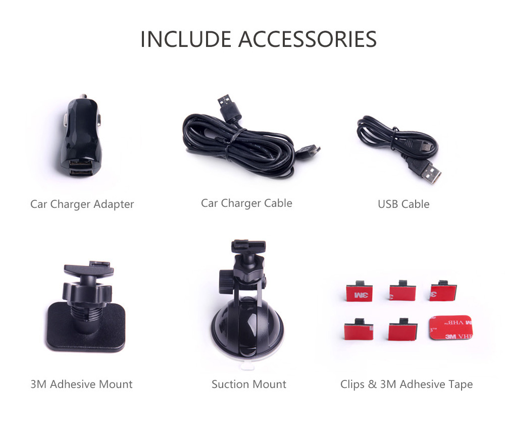 VIOFO WR1 NTK96655 Sony IMX323 Car Dash Camera Wifi FHD 1080P 160 Degree Angle Cycled Recording Car DVR Recorder - Black