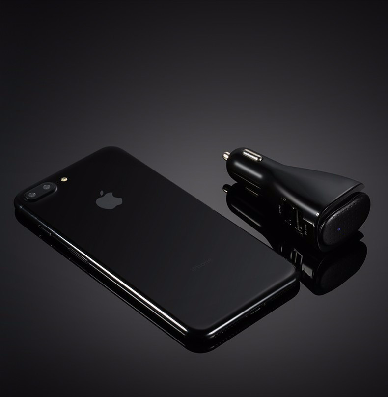 Benks 2 in 1 Car Charger Dual USB With Wireless Bluetooth 4.1 Earphone Headphone 5V 2.4A Fast Charging Car Adapter - Black