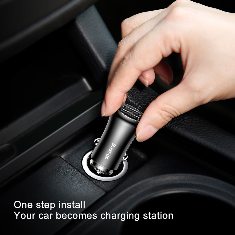 Baseus CCAL-GB09 Car Charger Dual USB Ports 5V 4.8A Metal Safe Charging Widely Compatible - Red