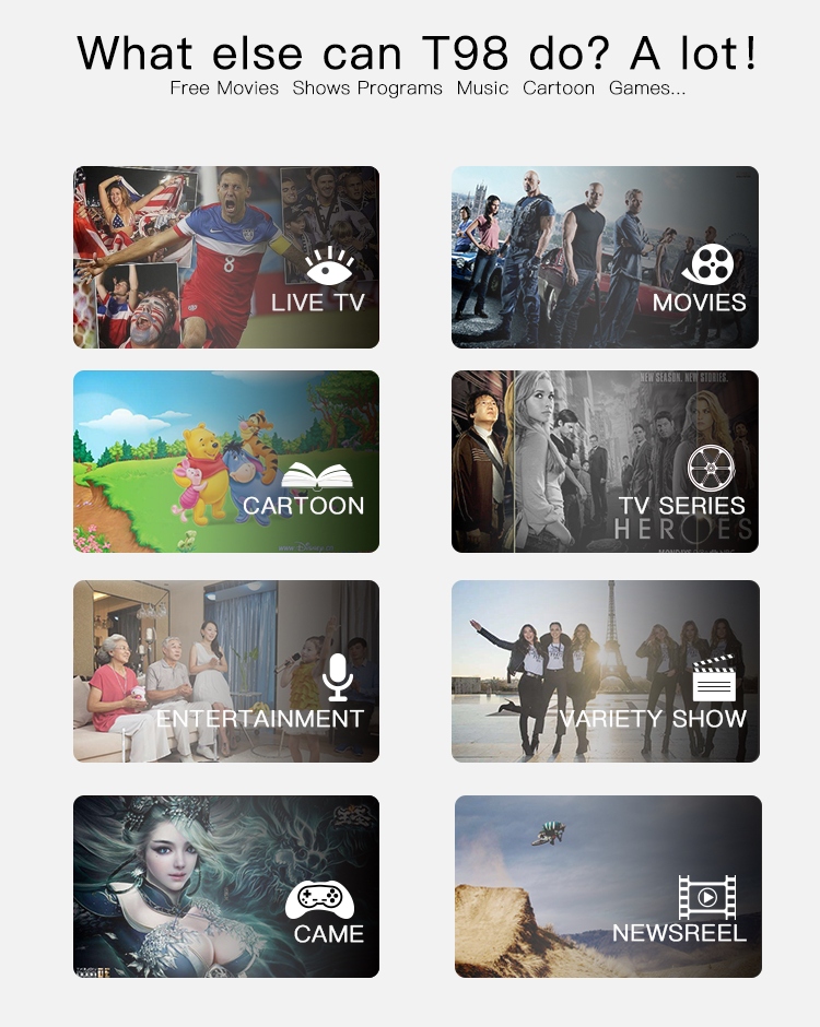 T98 Android 7.1 2GB/16GB RK3328 KODI 17.4 4K TV BOX 2.4G/5G WIFI LAN HDMI Bluetooth VP9 H.265 USB3.0 - Black