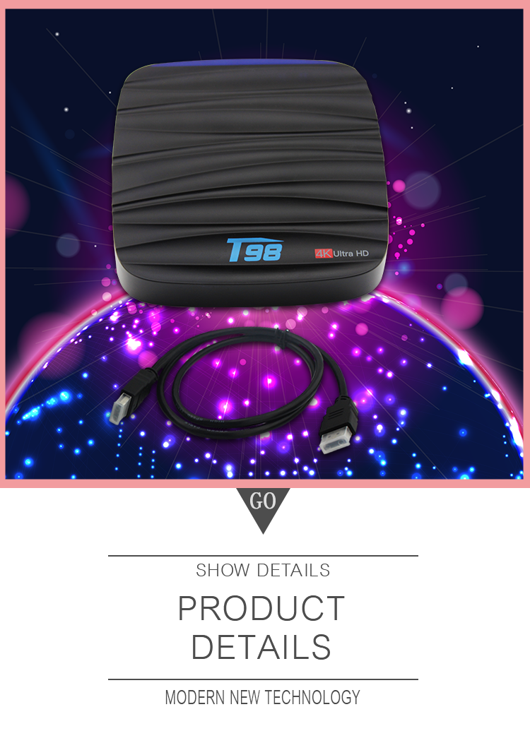 T98 Android 7.1 RK3328 KODI 17.4 2GB/8GB 4K TV BOX WIFI LAN HDMI VP9 H.265 USB3.0 - Black