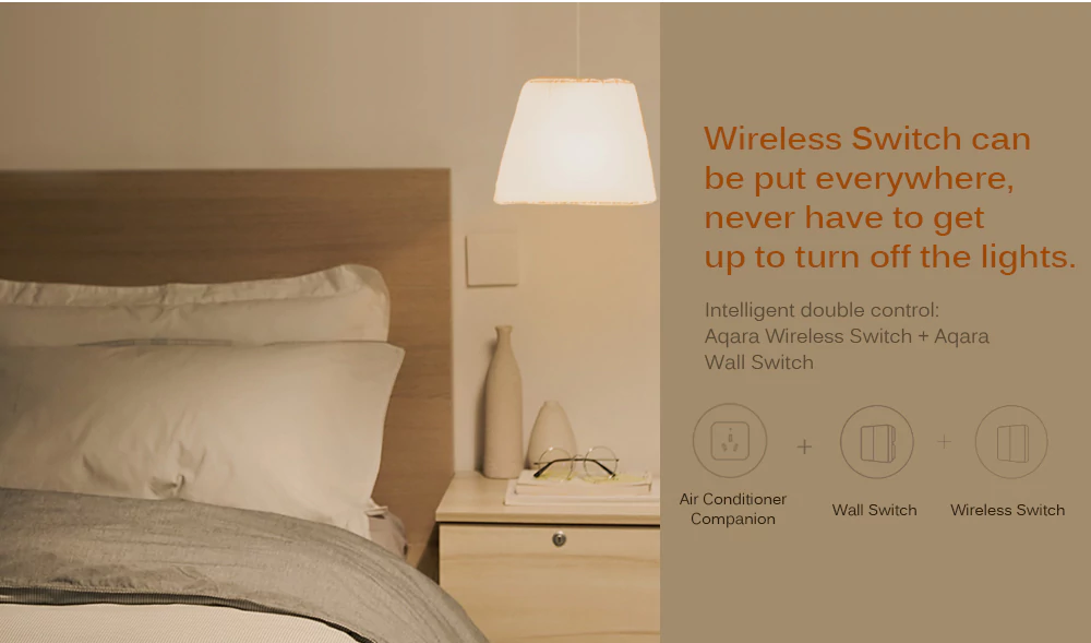 Xiaomi Aqara Smart Bedroom 7 in 1 Kit Air Conditioner Mate Humidity Sensor Body Sensor Wall Socket Wall Switch Wireless Switch(Zigbee Version)-White