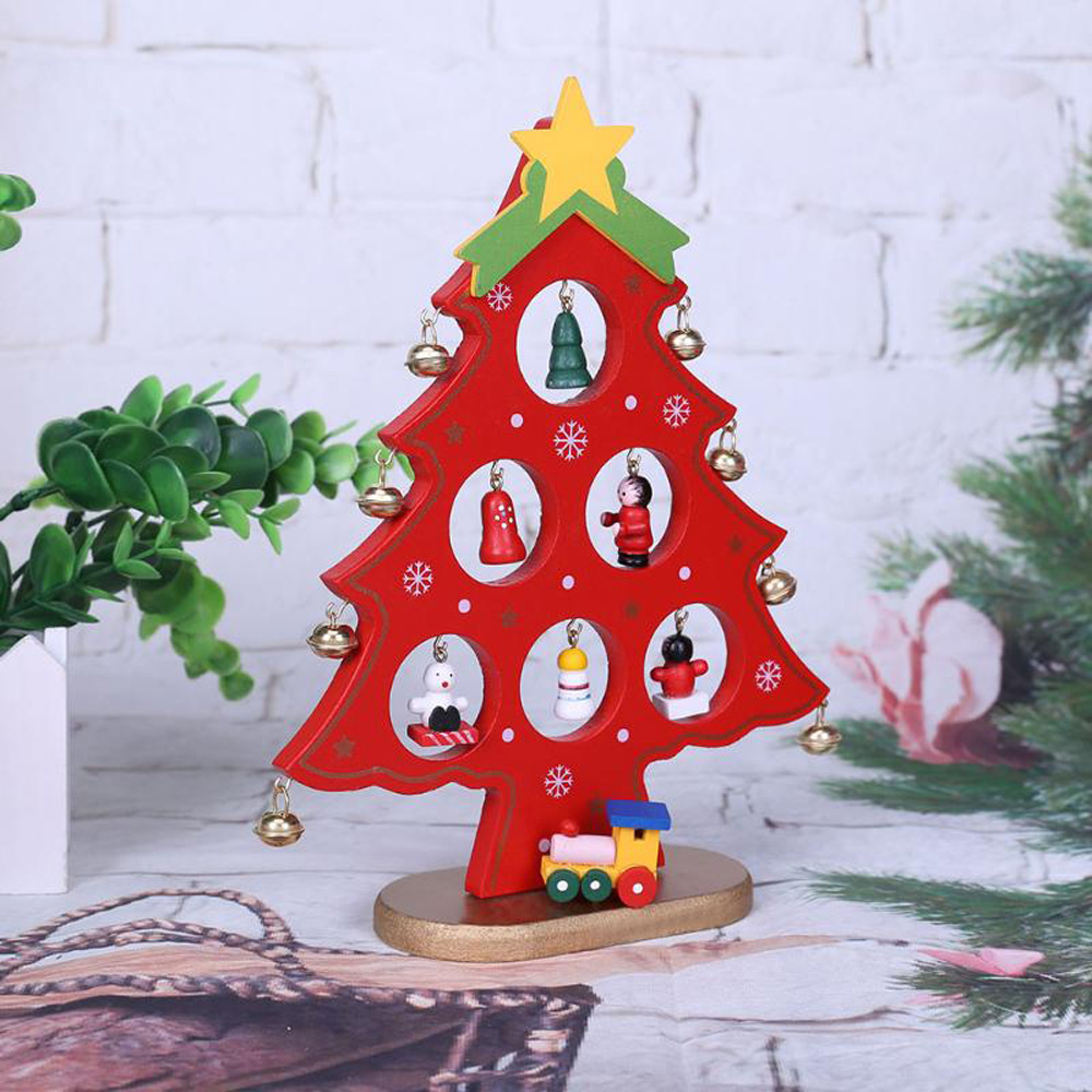 DIY Wooden Christmas Tree Christmas Ornament Gift for Xmas Party Decoration - White