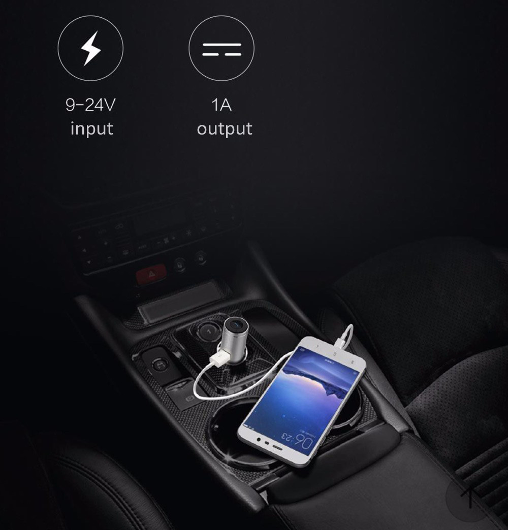 Xiaomi Mijia COOWOO BC200 Car Bluetooth Headset With Single USB Port - Silver + Black