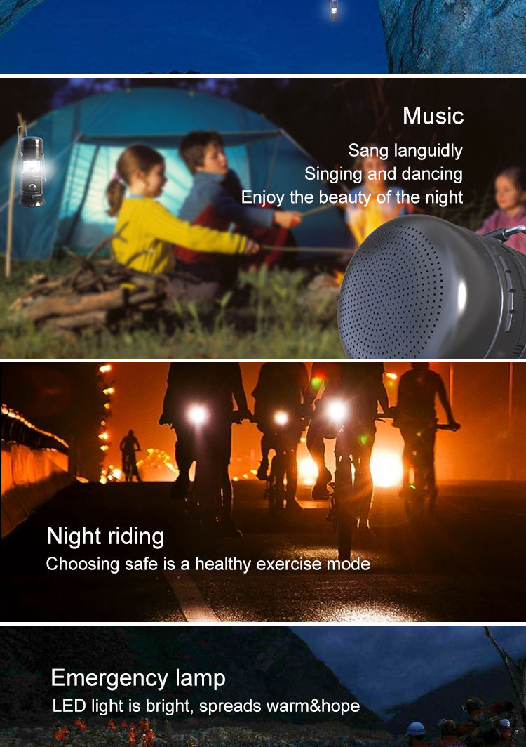 X5 Multi-functional Outdoor Bluetooth Speaker Light Call Reminder FM Radio Power Bank - Black
