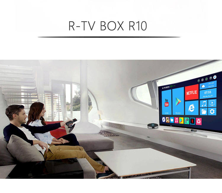 R-TV BOX R10 Android 7.1.2 4GB/64GB KODI 17.4 RK3328 4K TV BOX 802.11AC WIFI 1000M LAN VP9 HDMI Bluetooth USB3.0 - Black