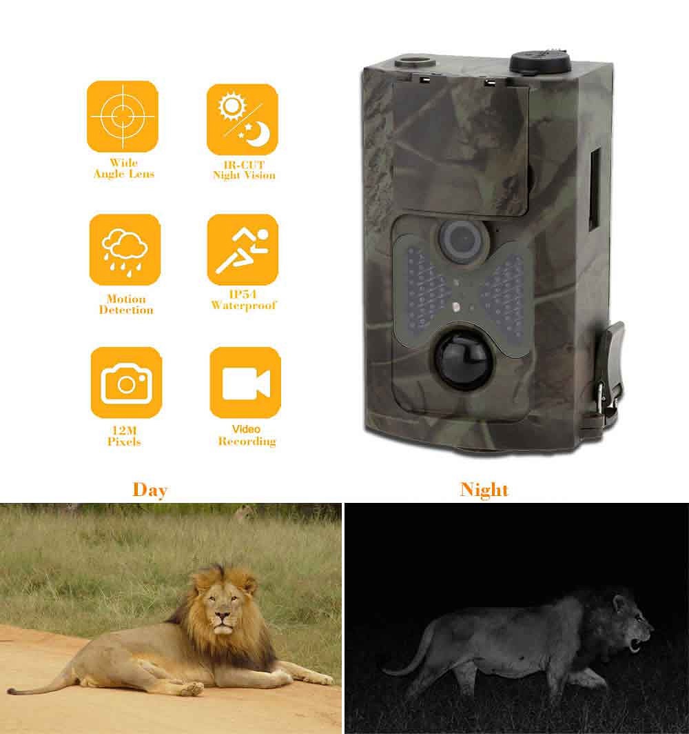 HC-550A 2.0 Inch Color LCD Wildlife Camera 16MP HD 1080P Infrared Night Vision Time Lapse IR LEDs PIR Sensor Trail - Camouflage