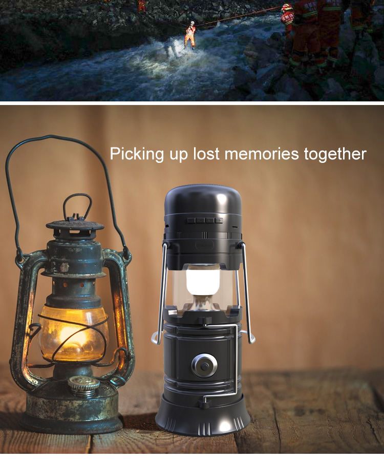 X5 Multi-functional Outdoor Bluetooth Speaker Light Call Reminder FM Radio Power Bank - Black