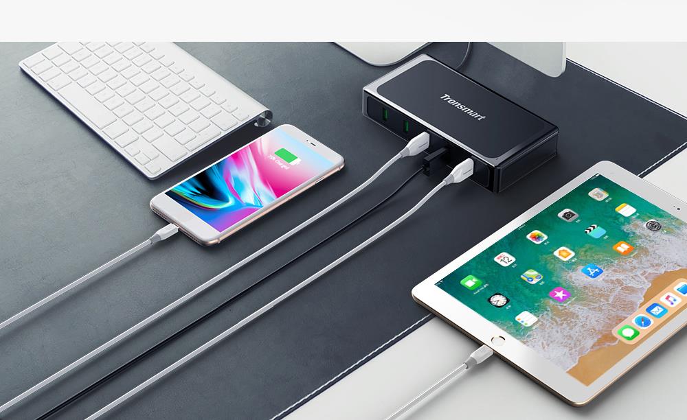 Tronsmart 90W U5TF Titan Plus 5 USB Ports Desktop Charger with Quick Charge 3.0 & VoltiQ for All iOS & Android Devices - UK
