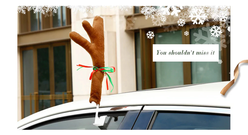 Faddish Christmas Antlers And Nose For Car Decoration Car Adornment - Brown