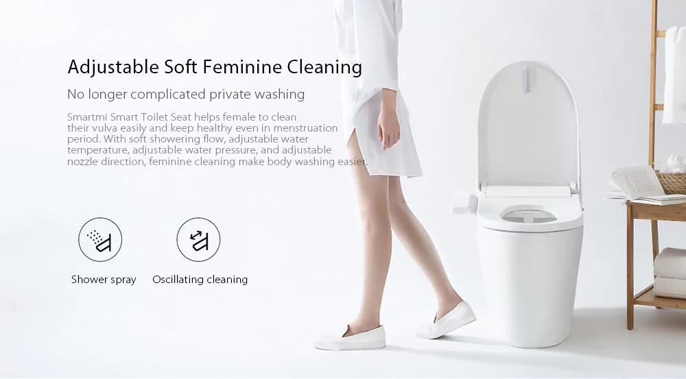 Xiaomi Mijia Smart Toilet Seat UV Sterilization IPX4 Waterproof Electric Bidet Cover Dual Self-cleaning Nozzle Intelligent Toilet Lid -White