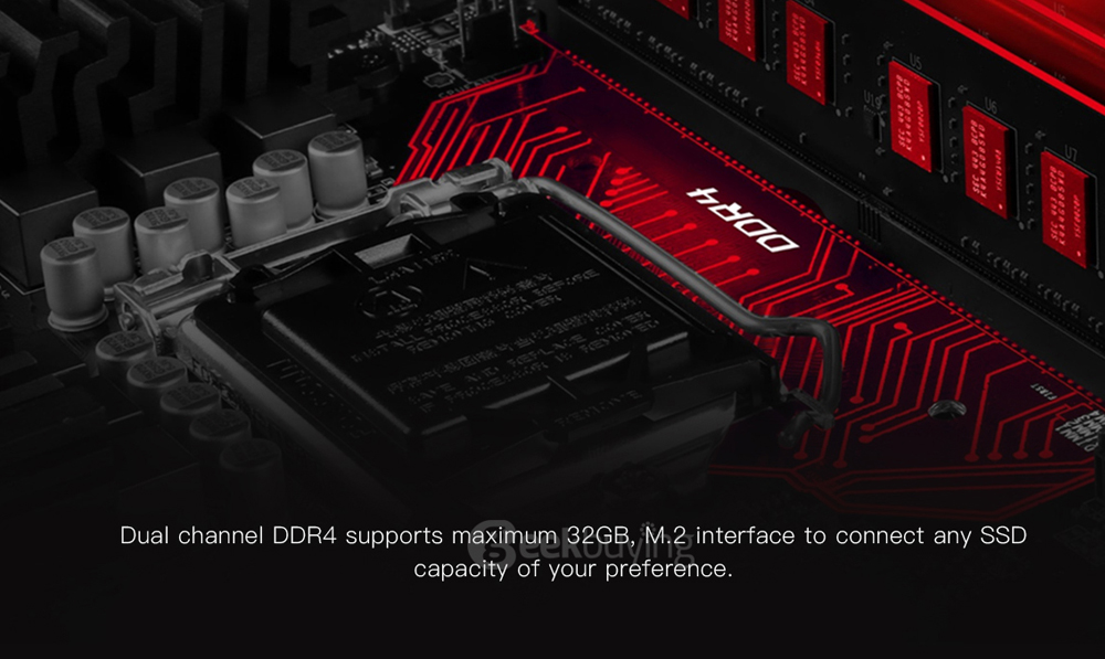 VORKE V5 Barebone Mini PC Intel Kabylake 3865U 1.8 GHz Support Dual-channel DDR4 RAM M.2 HDMI+DP AC WIFI Gigabit LAN Bluetooth4.2 USB3.0 Speaker - Black