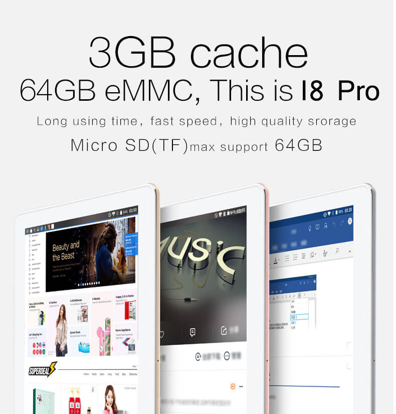 VOYO I8 Pro 4G Phablet 10.1 Inch Quad Core MTK6753 1.5GHz 3GB RAM 64GB ROM TF Card Dual Cameras Bluetooth 4.0 - Gold