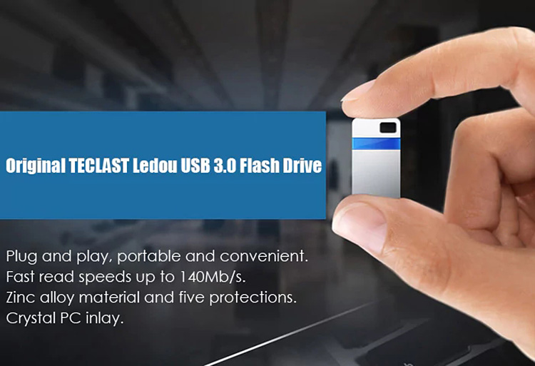 Teclast NDX-S2 Ledou Series 32GB USB3.0 Flash Memory Stick 140Mb/s Read Speed Crystal PC Inlay For Computer - Blue
