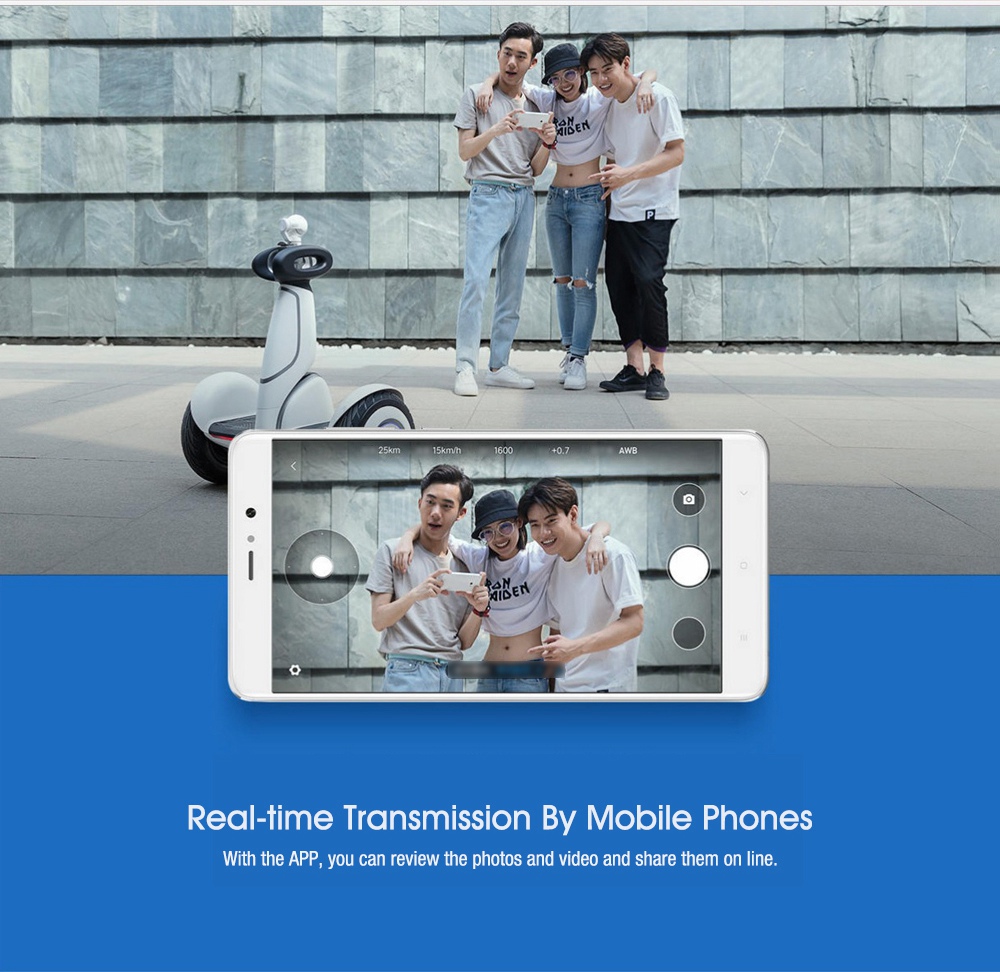 Xiaomi PTZ Camera Sony Exmor R WiFi 1080P 104 Degree Adjustable Installation Angle Pan / Tilt / Zoom Platform Camera for Xiaomi Scooter Plus - White